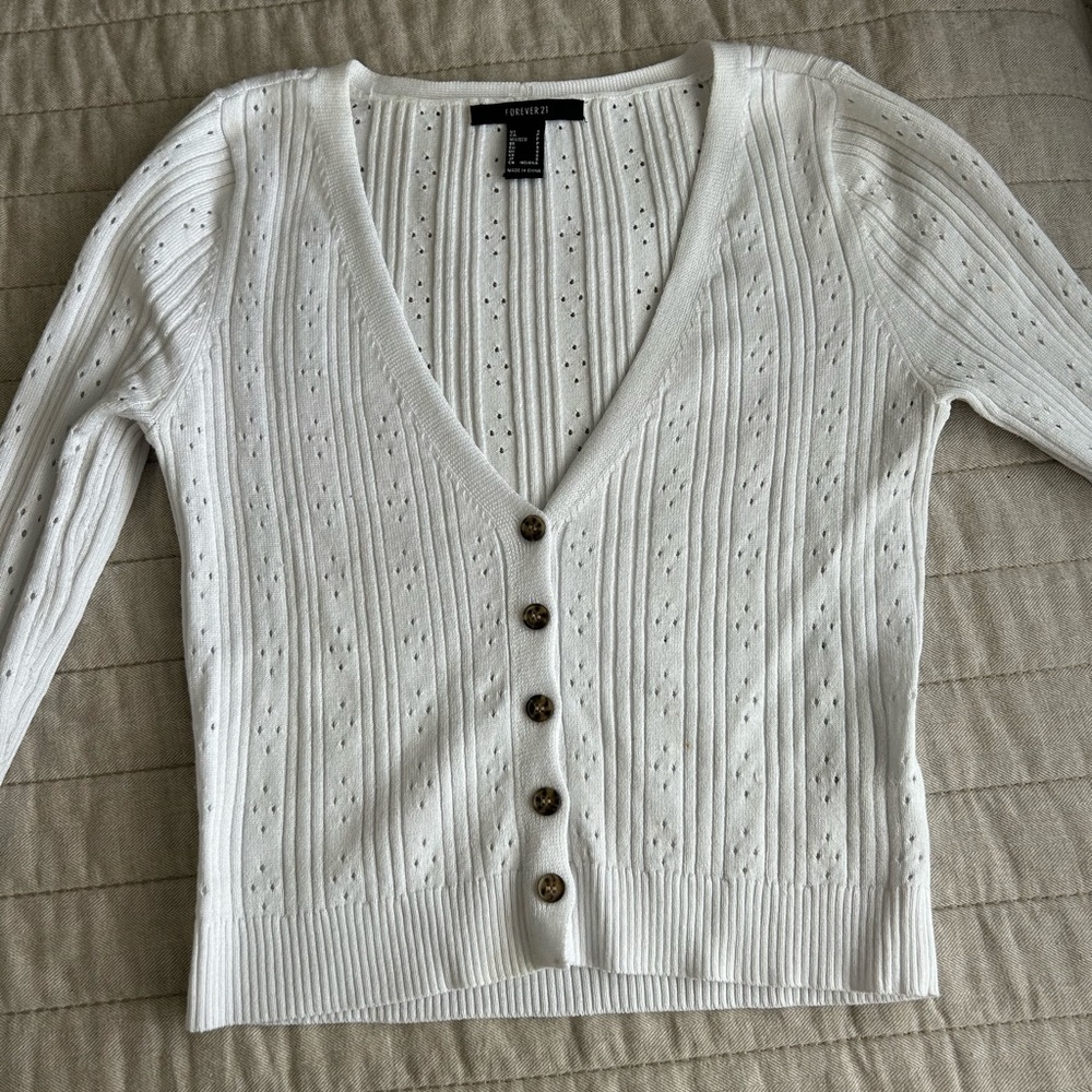 Forever21 fitted button up v-neck sweater